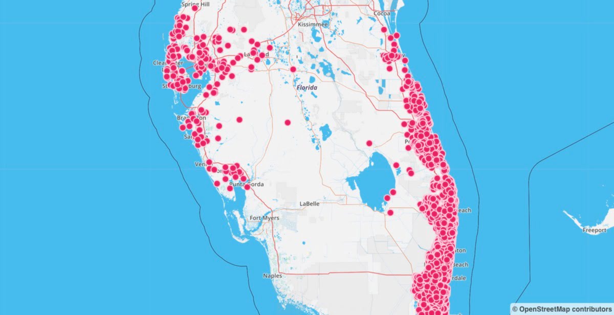 Hurricane window replacement and roof replacement job map